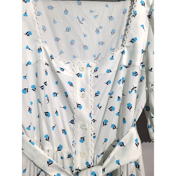 Kate Spade White Dainty Bloom Poplin Midi Dress Size 14 - Picture 6 of 7